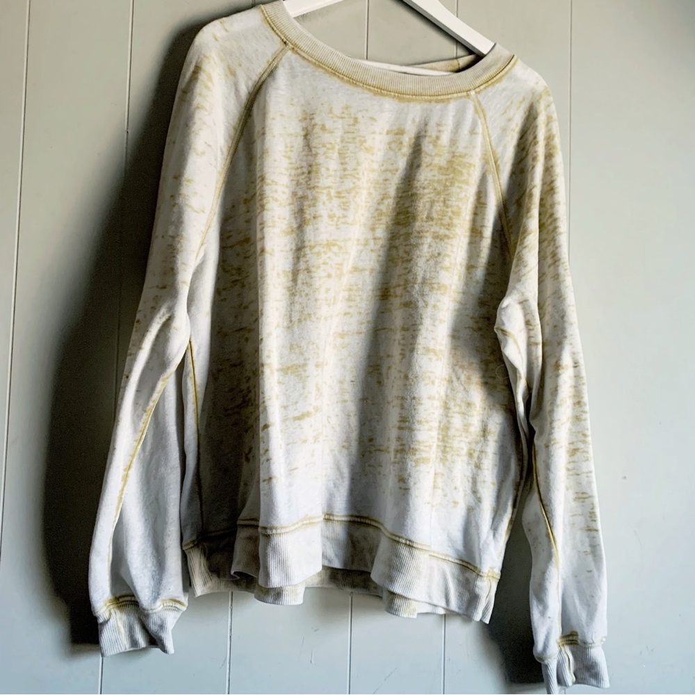 Odd People Apparel Unisex Burnout Raglan Wide Neck Sweatshirt Gold Oversized M
